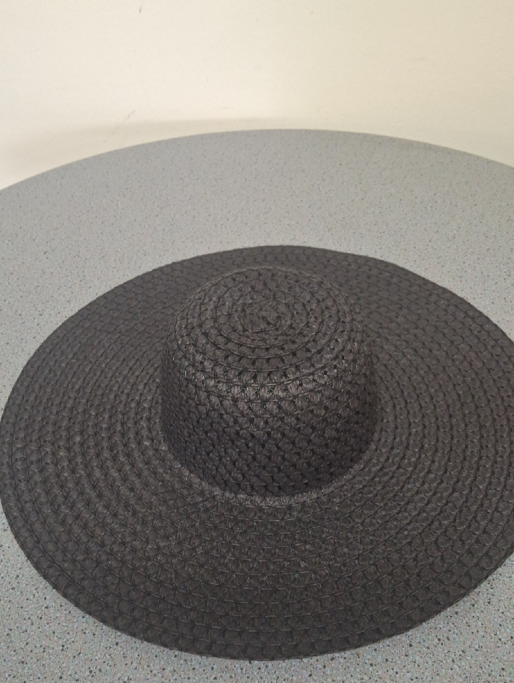 Wide Brim Black Straw Sun Hat